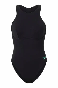 Speedo Badedragt Womens Racer Zip Swimsuit with Built in Swim Bra^Dame Badetøj|Badetøj