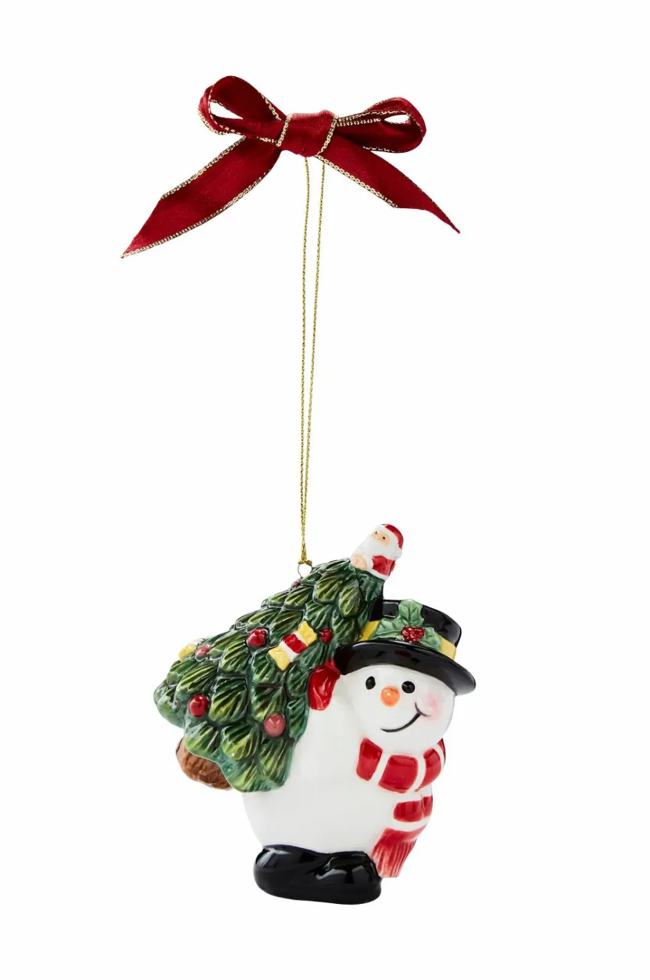 Spode Ornament Snemand bærer træ^ Julepynt