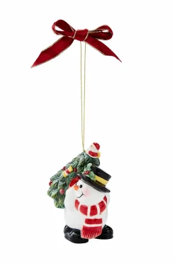 Spode Ornament Snemand bærer træ^ Julepynt