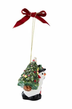 Spode Ornament Snemand bærer træ^ Julepynt