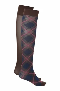 Swedish Stockings Knæstrømper Franka Check & Solid 2-pak^Dame Strømper