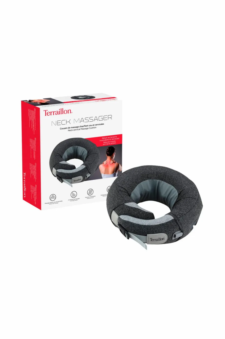 Terraillon Massage af nakken Shiatsu 3 hastigheder, 2 rotationer, varme og USB-C^ Personlig Pleje