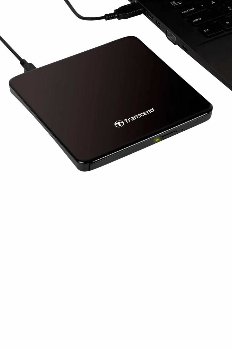 Transcend Ekstern Slim CD/DVD Brænder (TS8XDVDS-K)^ Computertilbehør