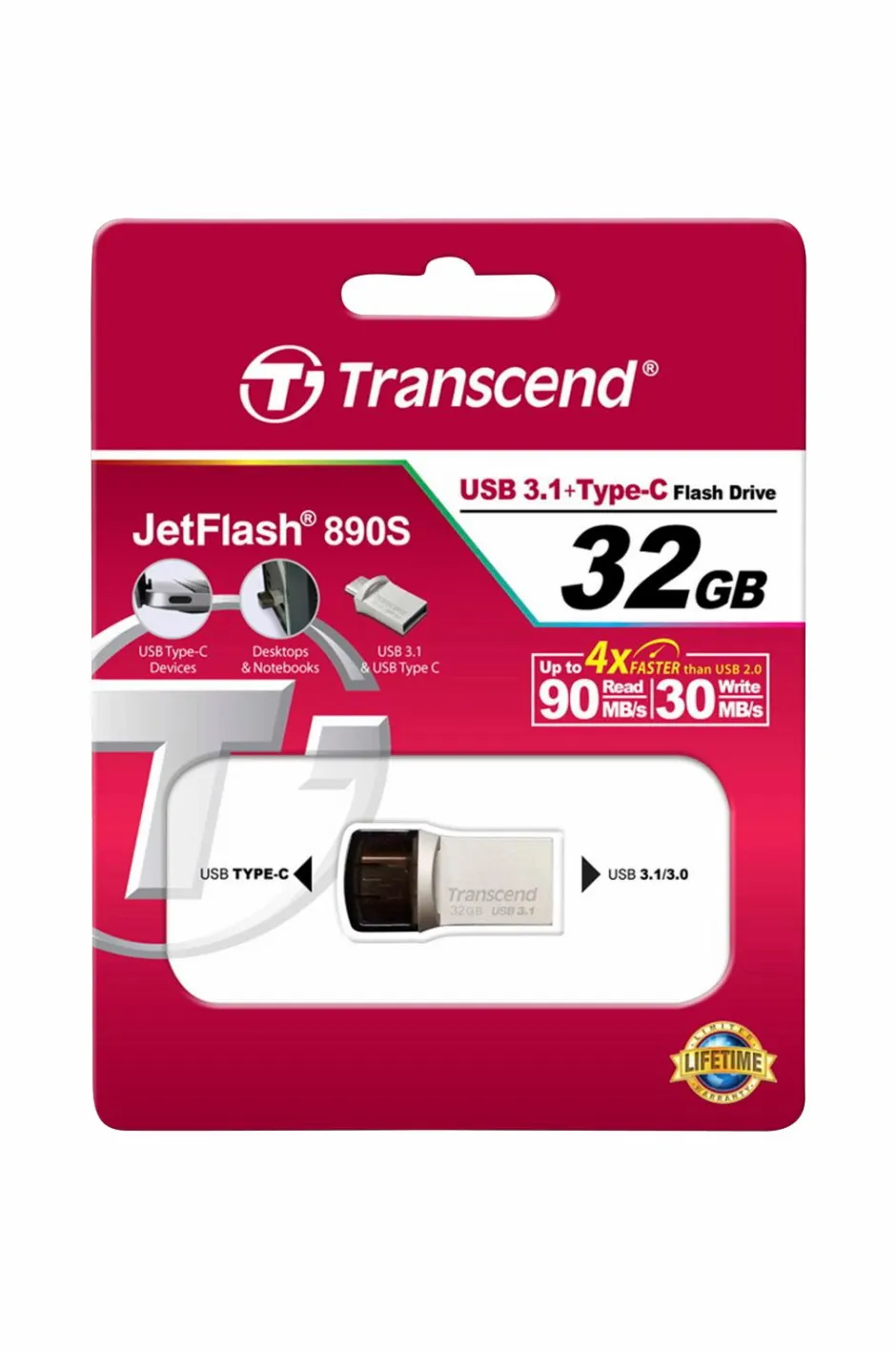 Clearance USB-hukommelse (USB3+Type-C) 32 GB Computertilbehør