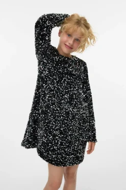 Vero Moda Girl Pailletkjole vmBella LS Sequin Jrs Grl^Børn Festtøj|Kjoler