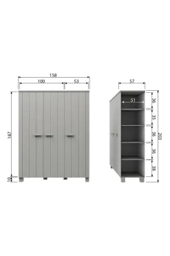 Clearance Garderobeskab Dennis, 3 låger Garderobeskabe