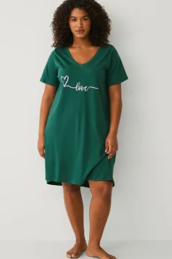 Zizzi Natkjole mAlba S/S Blk Dress^Dame Nattøj